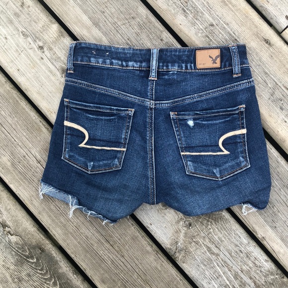 American Eagle Hi Rise Shortie Distressed Shorts - Picture 5 of 9